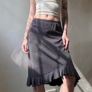 Vintage Briggs Polka Dot Asymmetrical Skirt Large Petite Ruffle Hem